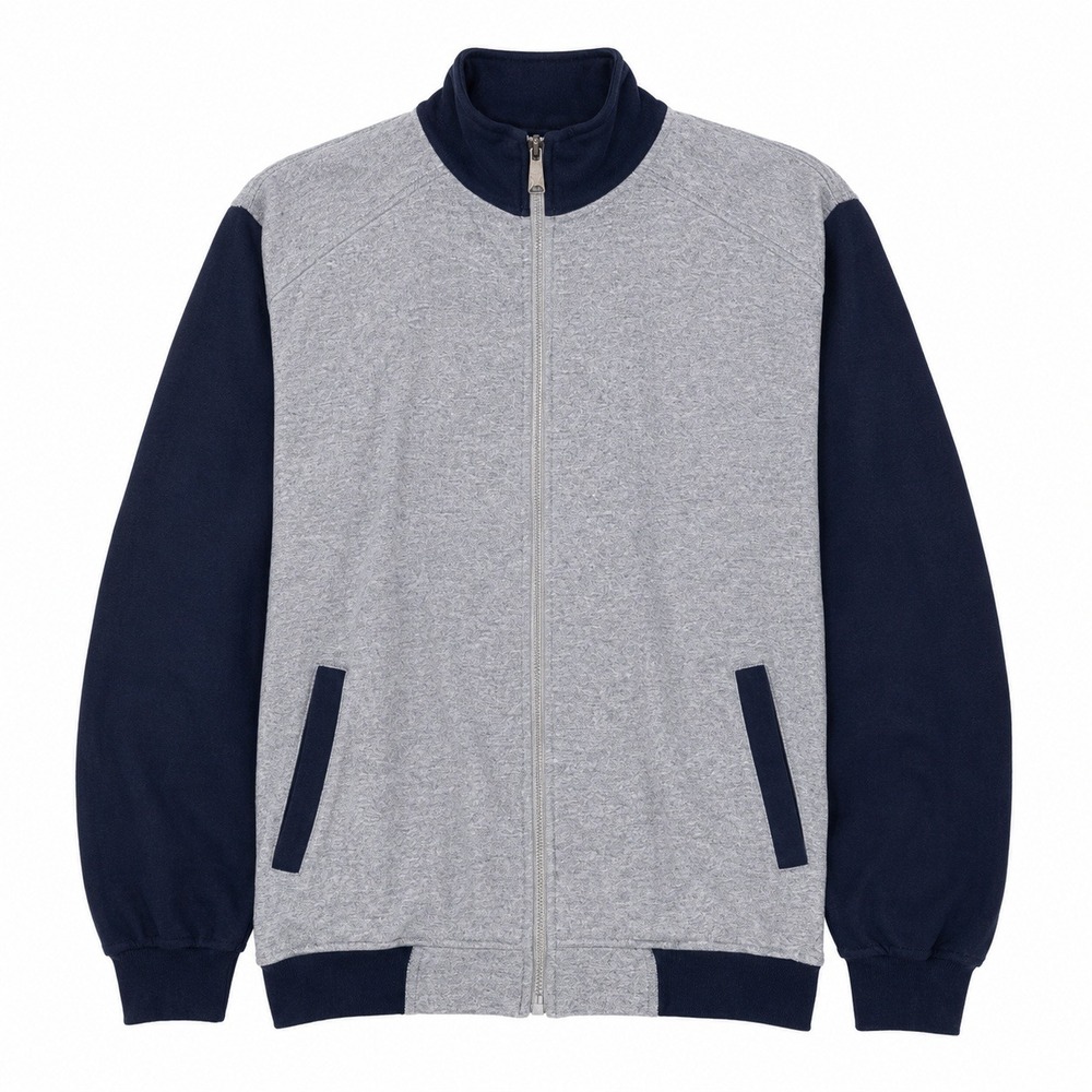 Armani Exchange Jacket Mens 2XL Grey Navy Full Zip Mock Neck Luxury Designer